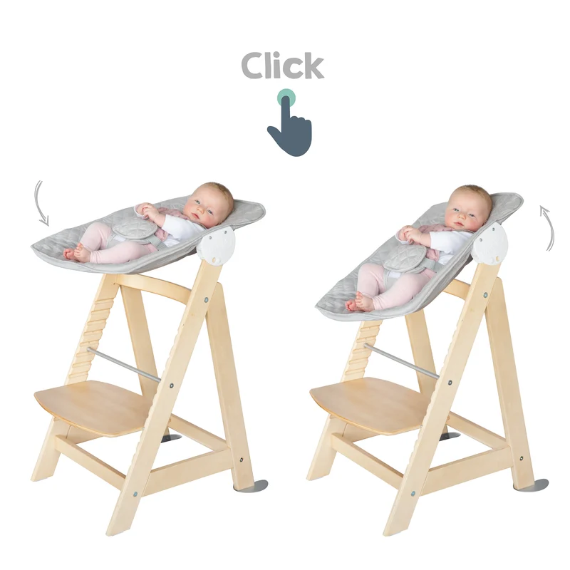 Treppenhochstuhl "Born Up" – Set 2 in 1, roba Style grau, Hochstuhl mit Liegefunktion, ab Geburt