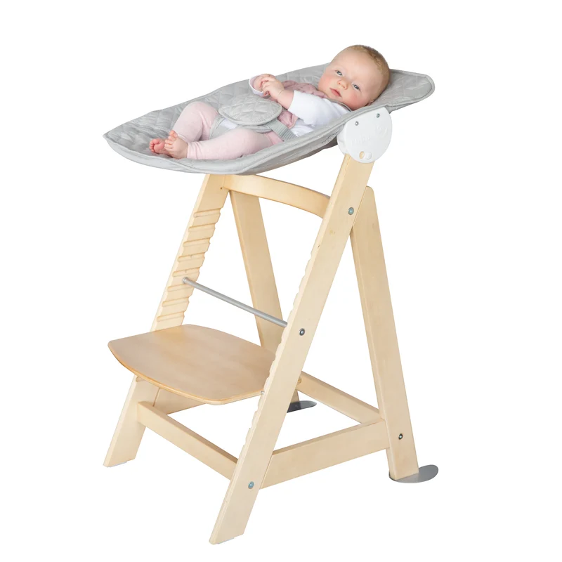Treppenhochstuhl "Born Up" – Set 2 in 1, roba Style grau, Hochstuhl mit Liegefunktion, ab Geburt