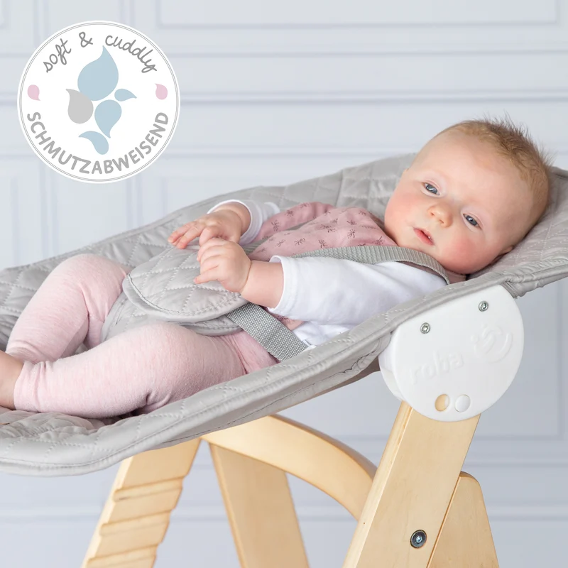 Treppenhochstuhl "Born Up" – Set 2 in 1, roba Style grau, Hochstuhl mit Liegefunktion, ab Geburt