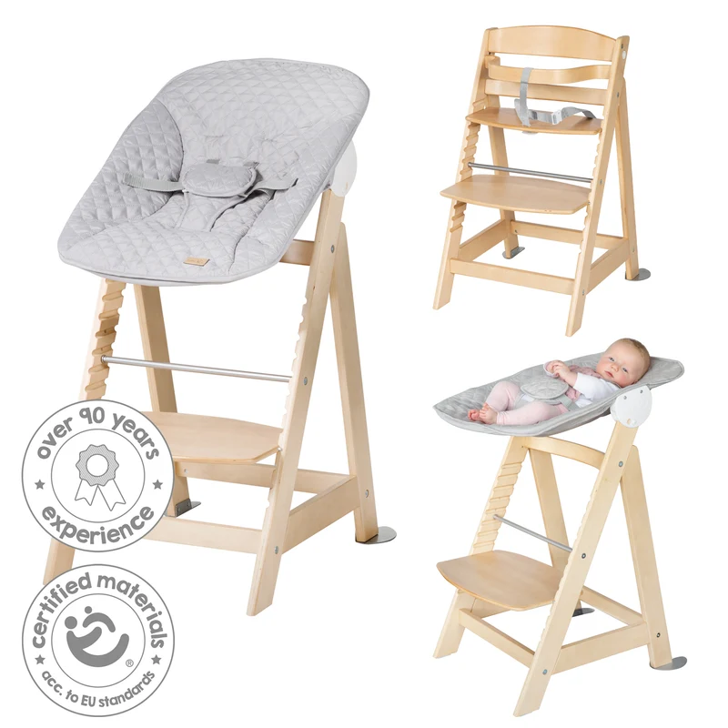 Treppenhochstuhl "Born Up" – Set 2 in 1, roba Style grau, Hochstuhl mit Liegefunktion, ab Geburt
