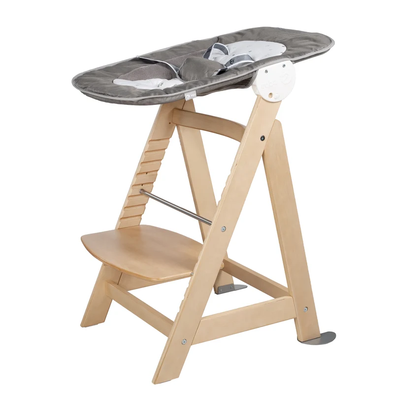 Treppenhochstuhl "Born Up" – Set 2 in 1, "Sternenzauber", mit Liegefunktion, ab Geburt, natur