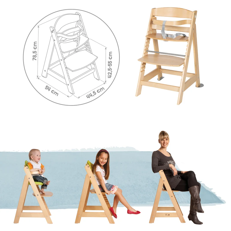Treppenhochstuhl "Born Up" – Set 2 in 1, "Sternenzauber", mit Liegefunktion, ab Geburt, natur
