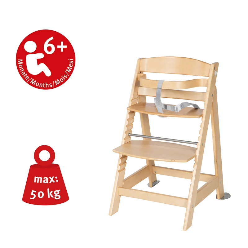Treppenhochstuhl "Born Up" – Set 2 in 1, "Sternenzauber", mit Liegefunktion, ab Geburt, natur