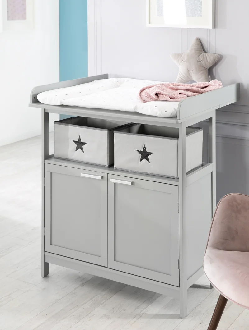 Zimmerset inkl. Wickelkommode "Hamburg" 2-türig & Beistellbett 60x120 inkl. Lattenrost - taupe
