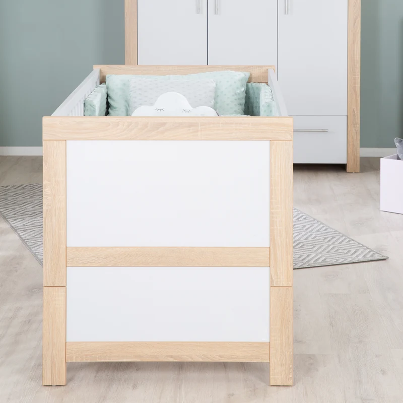 Kombi-Kinderbett "Matilda" – 70 x 140 cm, verstellbar, mitwachsend, 3 Schlupfsprossen, umbaubar