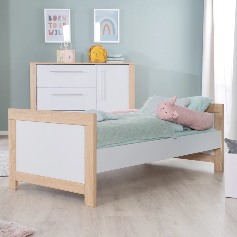Zimmerset "Matilda" - Babybett 70x140 + Wickelkommode breit - Lichtgrau