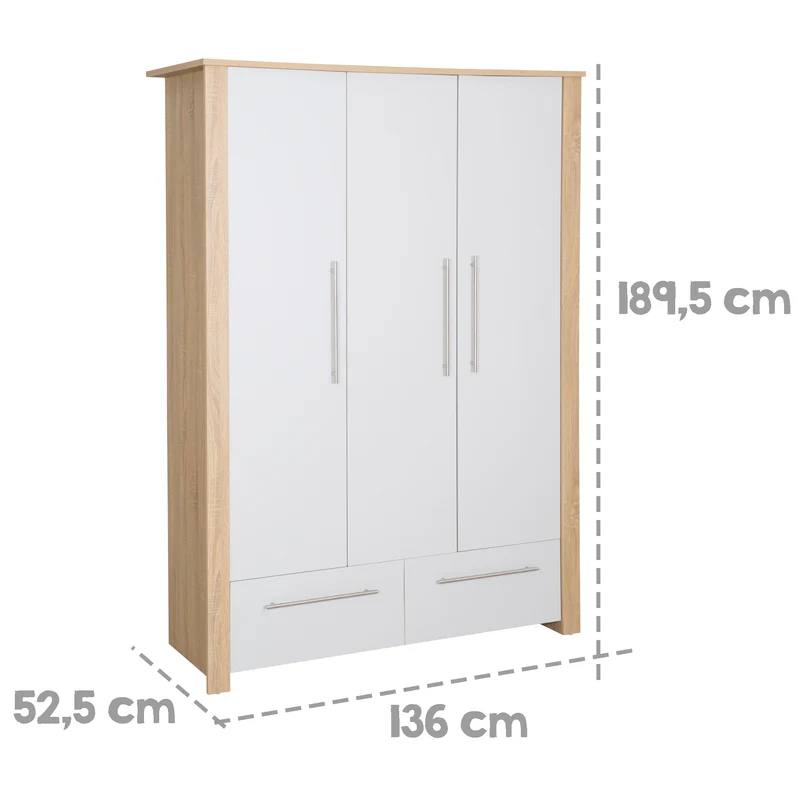 Zimmerset "Matilda" - Babybett 70x140 + Wickelkommode breit - Lichtgrau