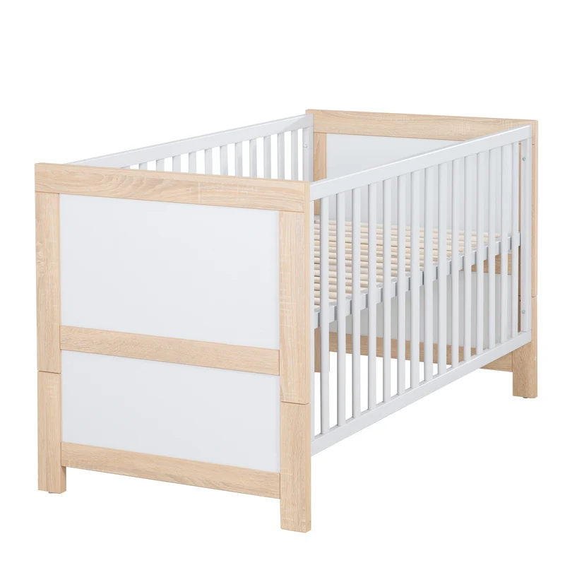 Kinderzimmerset "Matilda" - Babybett 70x140 + Kleiderschrank + Wickelkommode - Lichtgrau