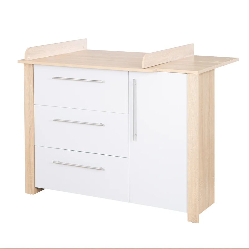 Kinderzimmerset "Matilda" - Babybett 70x140 + Kleiderschrank + Wickelkommode - Lichtgrau