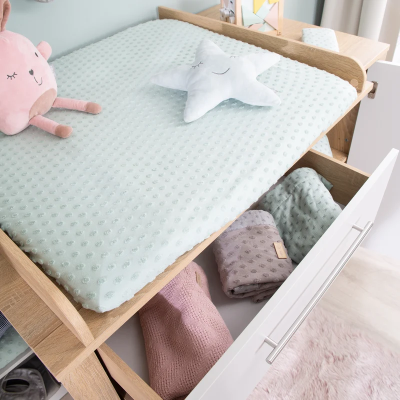 Kinderzimmerset "Matilda" - Babybett 70x140 + Kleiderschrank + Wickelkommode - Lichtgrau