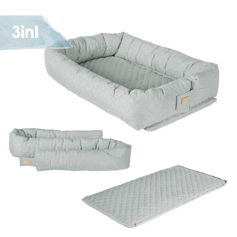 Babylounge "roba Style" – 3 in 1: Kuschelnest, frosty green, Wickelauflage, Bettschlange