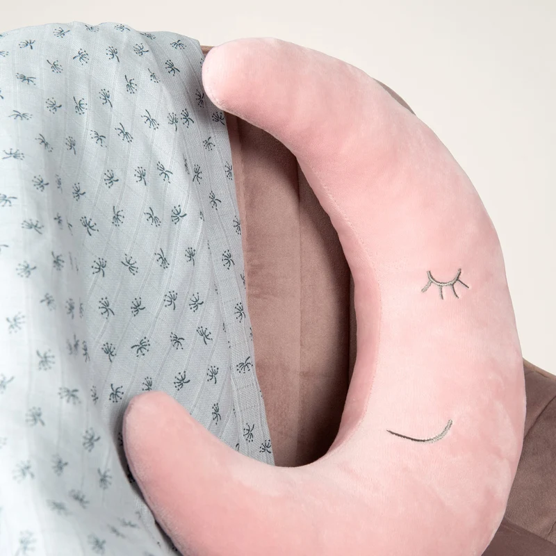 Nackenkissen Mond "roba style" – rosa, flauschiges Dekokissen für Baby- & Kinderzimmer