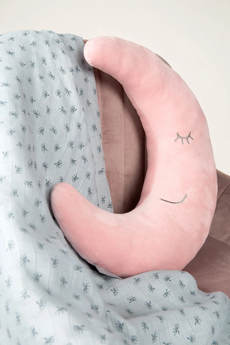 Nackenkissen Mond "roba style" – rosa, flauschiges Dekokissen für Baby- & Kinderzimmer