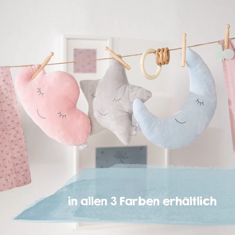 Nackenkissen Mond "roba style" – rosa, flauschiges Dekokissen für Baby- & Kinderzimmer