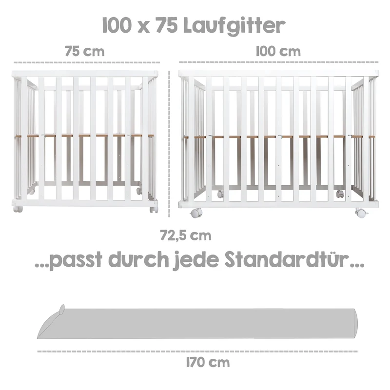 Bundle "roba Style" – inkl. Laufgitter 4-eckig weiß, Mikrofaser-Bettschlange grau, geprüft