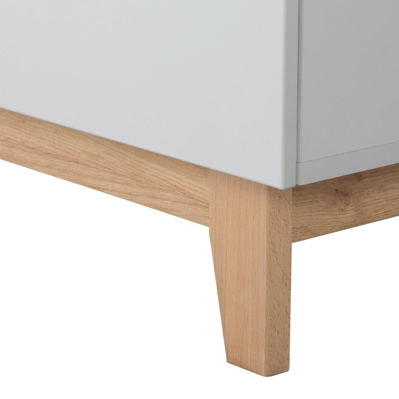 Zimmerset "Caro" – inkl. Kombi-Bett 70 x 140 cm, Wickelkommode & 3-türigem Schrank, Goldeiche/Lichtgrau