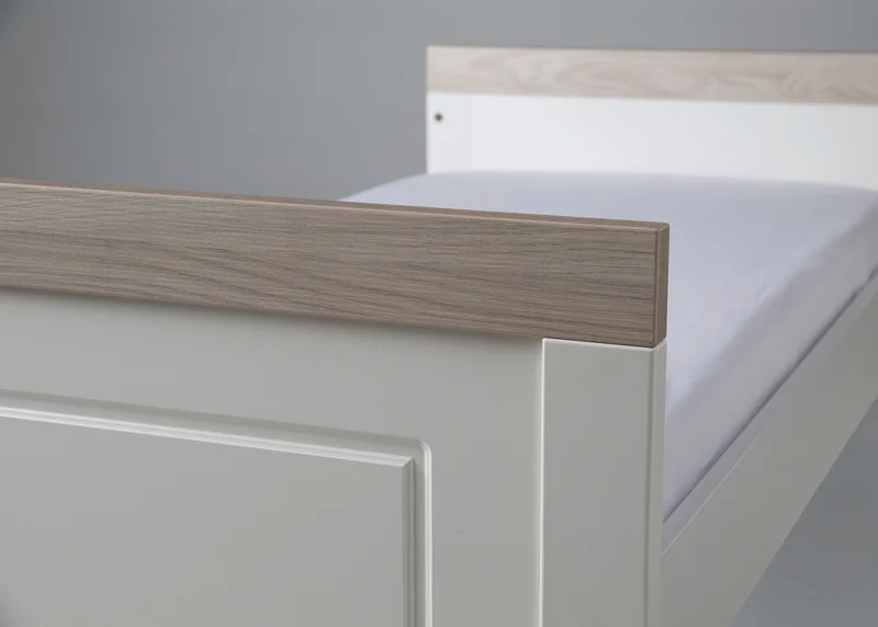 Zimmerset "Felicia" – inkl. Kombi-Bett 70 x 140 cm, Wickelkommode & 3-türigem Schrank, Luna Elm / weiß