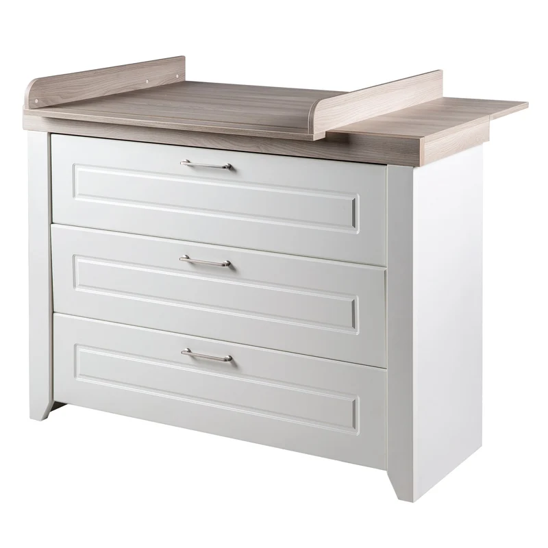 Zimmerset "Felicia" – inkl. Kombi-Bett 70 x 140 cm, Wickelkommode & 3-türigem Schrank, Luna Elm / weiß