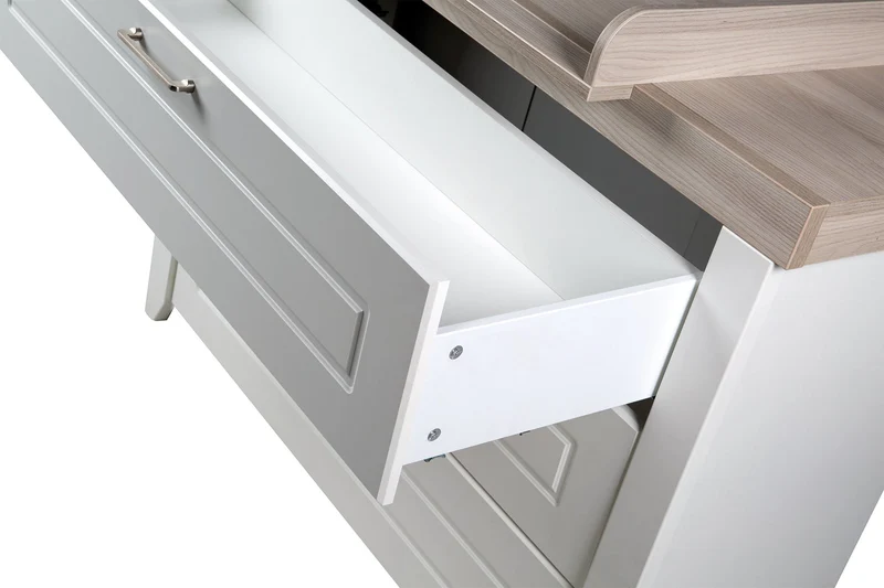 Zimmerset "Felicia" – inkl. Kombi-Bett 70 x 140 cm, Wickelkommode & 3-türigem Schrank, Luna Elm / weiß