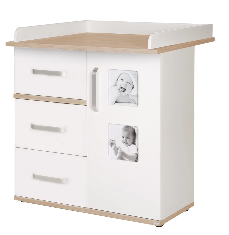 Kindermöbelset "Pia" – 3-teilig, inkl. Kinderbett 70 x 140 cm, Wickelkommode & Kleiderschrank, weiß