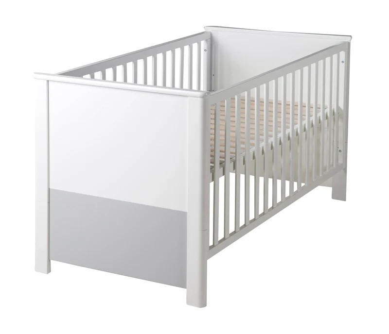 Zimmerset "Linus" – inkl. Kombi-Bett 70 x 140 cm, Wickelkommode & 3-türigem Schrank, weiß / grau