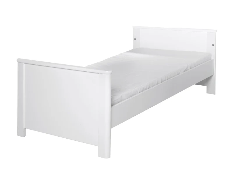 Zimmerset "Linus" – inkl. Kombi-Bett 70 x 140 cm, Wickelkommode & 3-türigem Schrank, weiß / grau