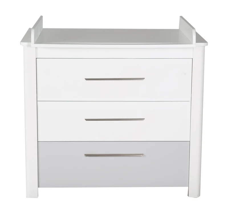 Zimmerset "Linus" – inkl. Kombi-Bett 70 x 140 cm, Wickelkommode & 3-türigem Schrank, weiß / grau