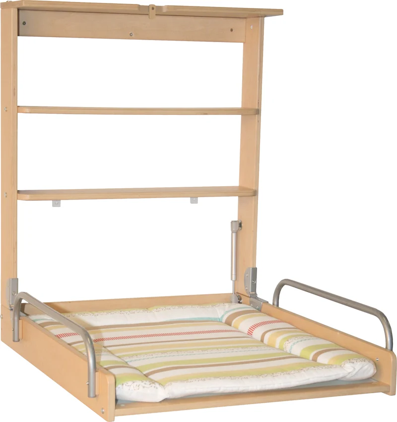 Wandwickelregal, klappbares Wickelregal, natur inkl. Wickelunterlage 'Dschungelbaby'