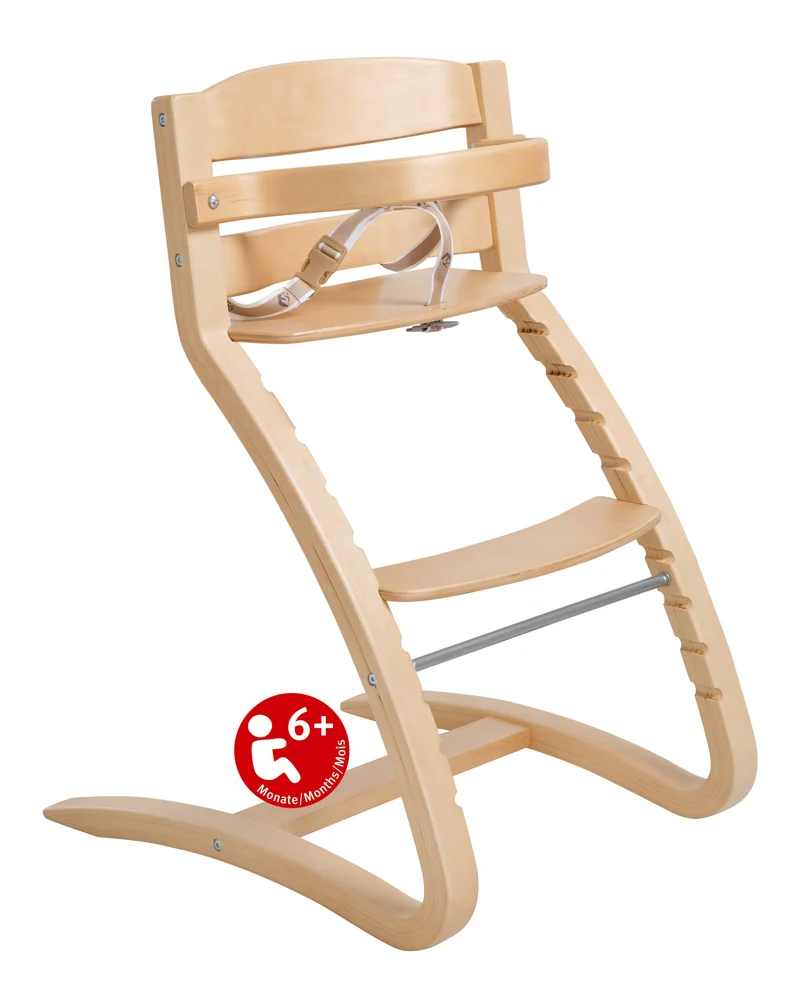 Treppenhochstuhl "Grow Up" – moderner Holzhochstuhl, mitwachsend, in Holz natur