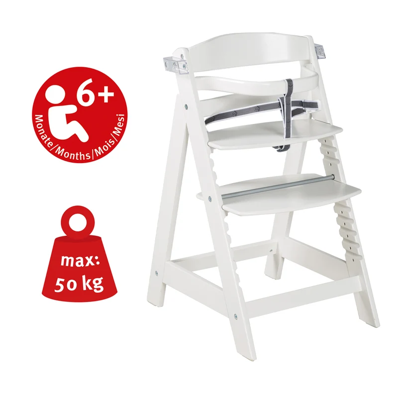 Treppenhochstuhl "Sit Up Click & Fun" – Essbrett und Bügel, Klickverschluss, mitwachsend, weiß