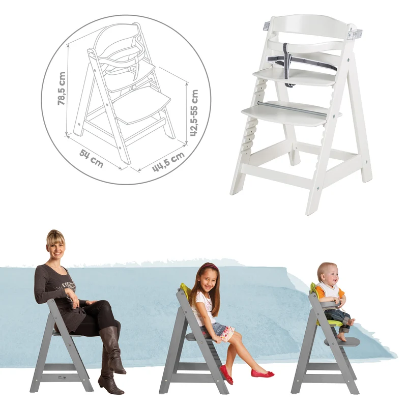 Treppenhochstuhl "Sit Up Click & Fun" – Essbrett und Bügel, Klickverschluss, mitwachsend, weiß