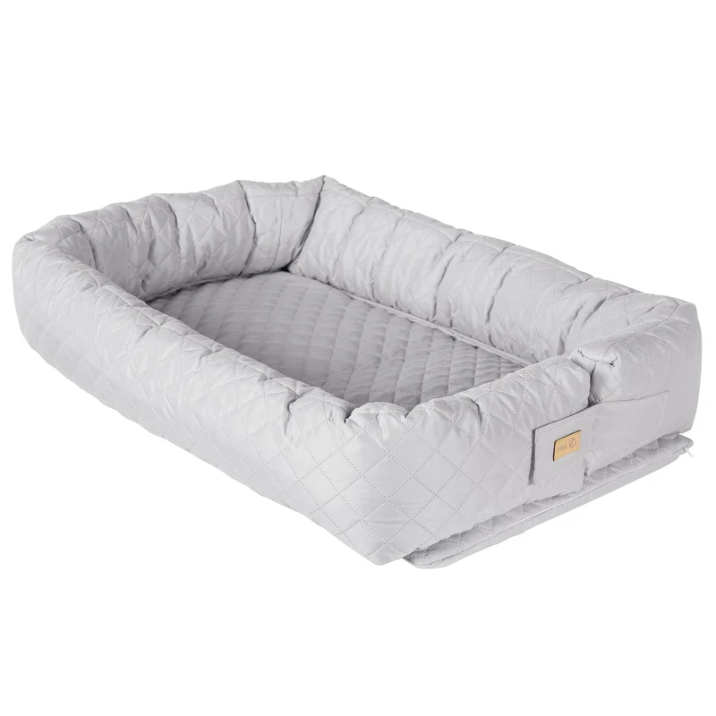 Babylounge "roba Style" – 3 in 1: Kuschelnest, silbergrau, Wickelauflage, Bettschlange