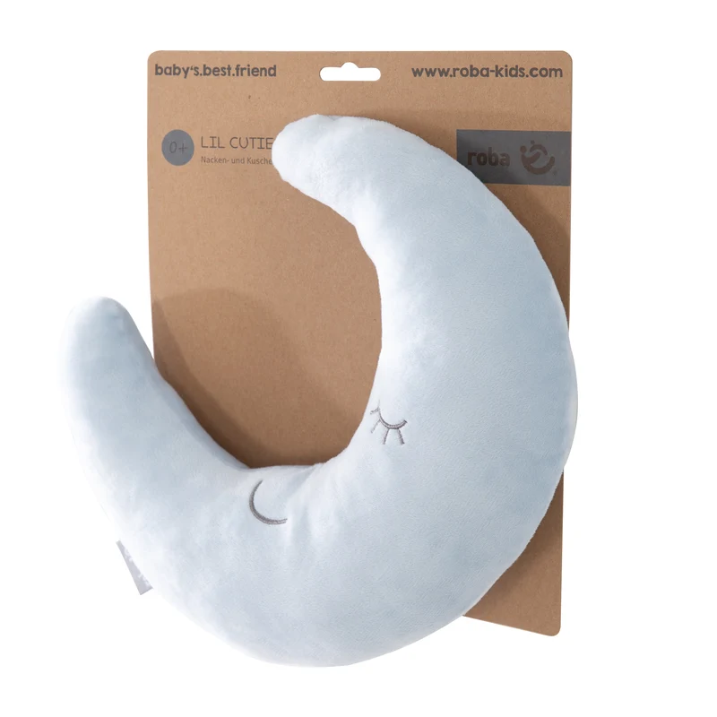 Nackenkissen in Mond-Form 'roba Style' - Flauschiges Dekokissen - Hellblau / Sky