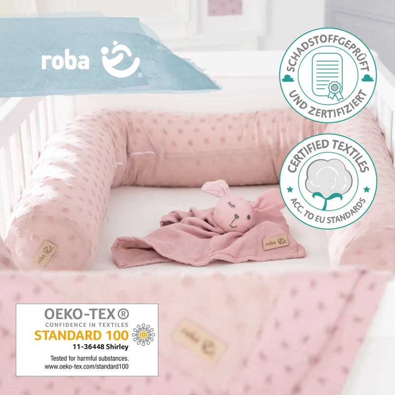 Geschenkset "Lil Planet" – rosa, Bio-Bettschlange, -Decke & -Schmusetuch, GOTS