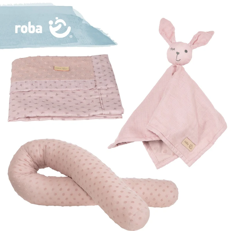 Geschenkset "Lil Planet" – rosa, Bio-Bettschlange, -Decke & -Schmusetuch, GOTS