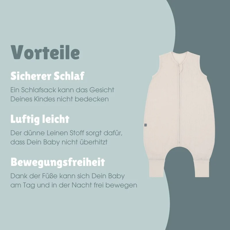 Leinen Schlafsack mit Füßen 0.5 TOG | Essential Beige