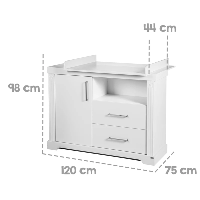 Möbelset "Maxi" – inkl. Kombi-Bett 70 x 140 cm, Wickelkommode & 3-türigem Kleiderschrank, weiß