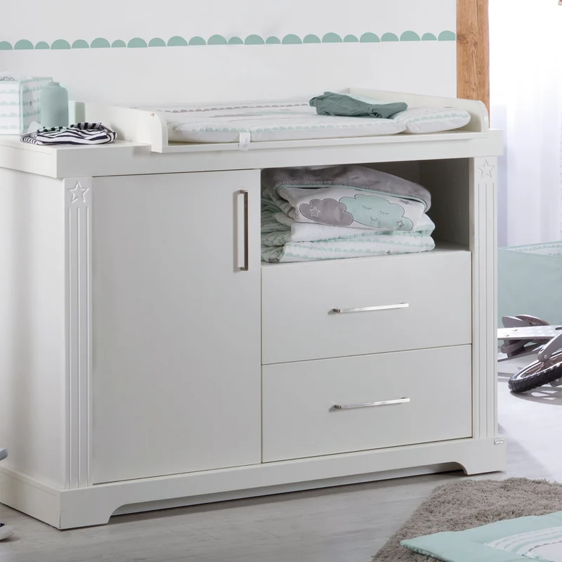 Möbelset "Maxi" – inkl. Kombi-Bett 70 x 140 cm, Wickelkommode & 3-türigem Kleiderschrank, weiß