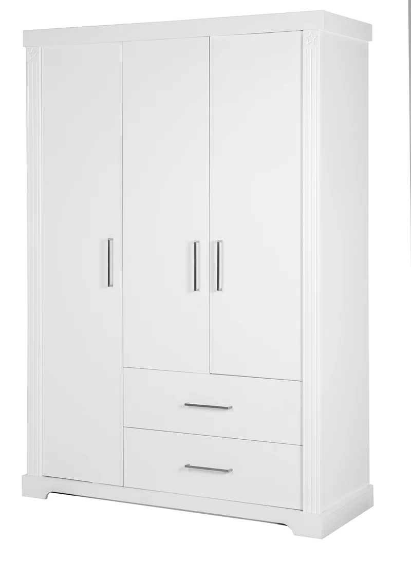 Möbelset "Maxi" – inkl. Kombi-Bett 70 x 140 cm, Wickelkommode & 3-türigem Kleiderschrank, weiß