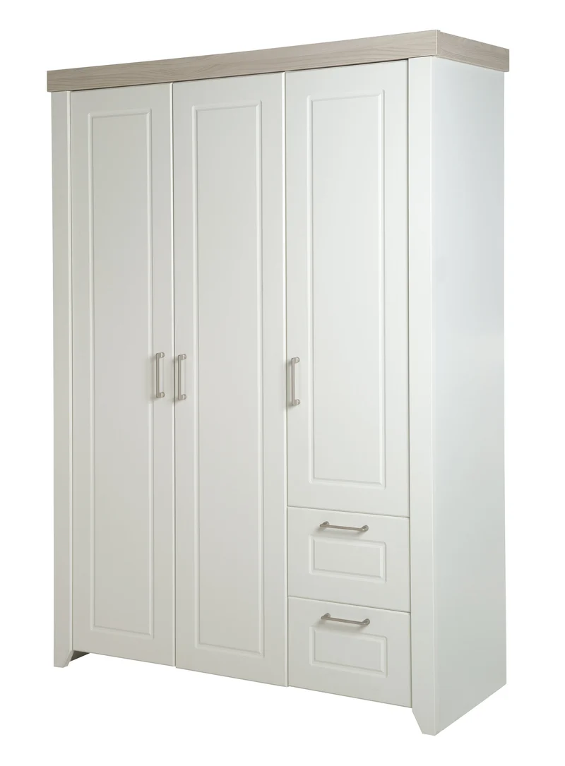 Zimmerset "Felicia" – inkl. Kombi-Bett 70 x 140 cm, Wickelkommode & 3-türigem Schrank, Luna Elm/weiß