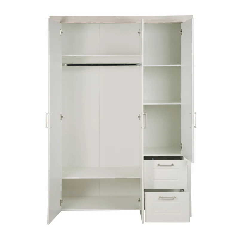 Zimmerset "Felicia" – inkl. Kombi-Bett 70 x 140 cm, Wickelkommode & 3-türigem Schrank, Luna Elm/weiß