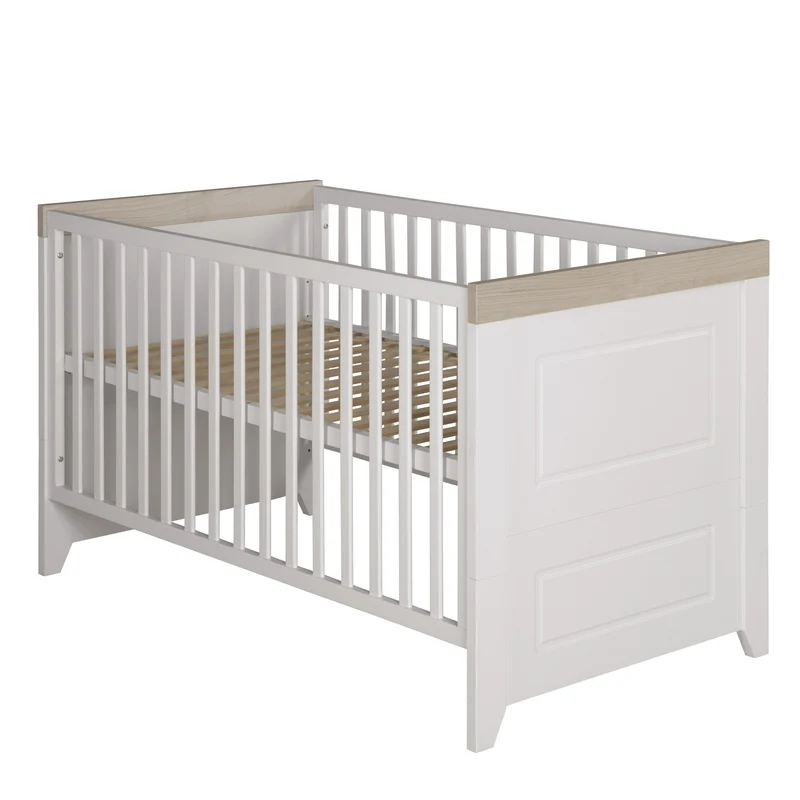 Zimmerset "Felicia" – inkl. Kombi-Bett 70 x 140 cm, Wickelkommode & 3-türigem Schrank, Luna Elm/weiß