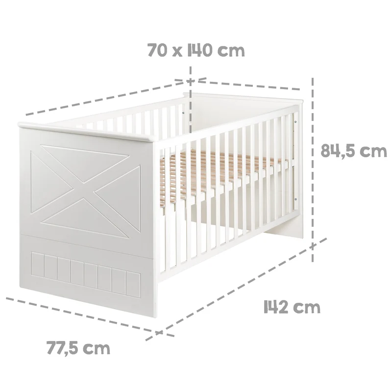 Komplettzimmer "Constantin" – inkl. Kombi-Bett 70 x 140 cm, Wickelkommode & 3-türigem Schrank
