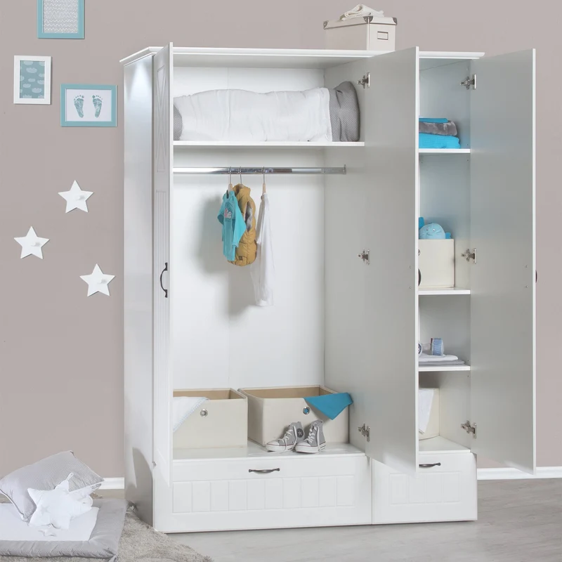 Komplettzimmer "Constantin" – inkl. Kombi-Bett 70 x 140 cm, Wickelkommode & 3-türigem Schrank