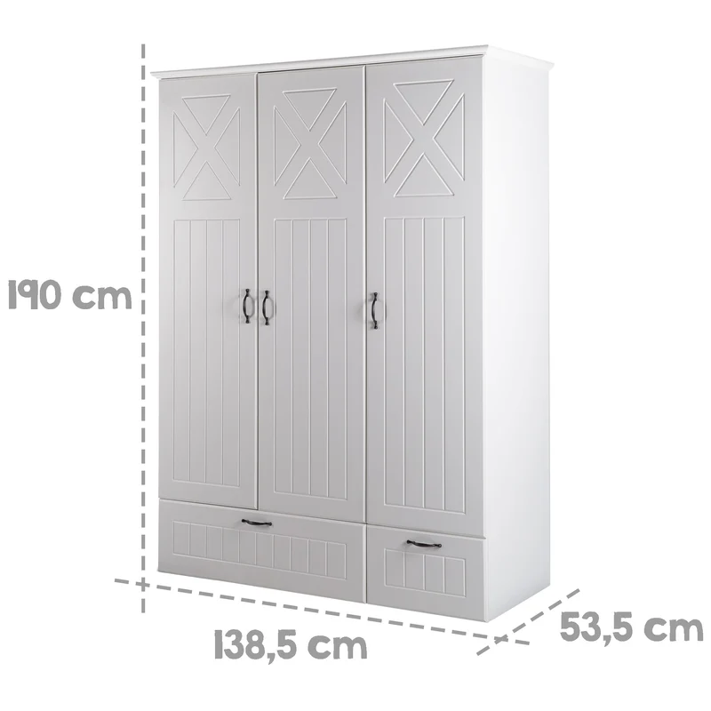 Komplettzimmer "Constantin" – inkl. Kombi-Bett 70 x 140 cm, Wickelkommode & 3-türigem Schrank