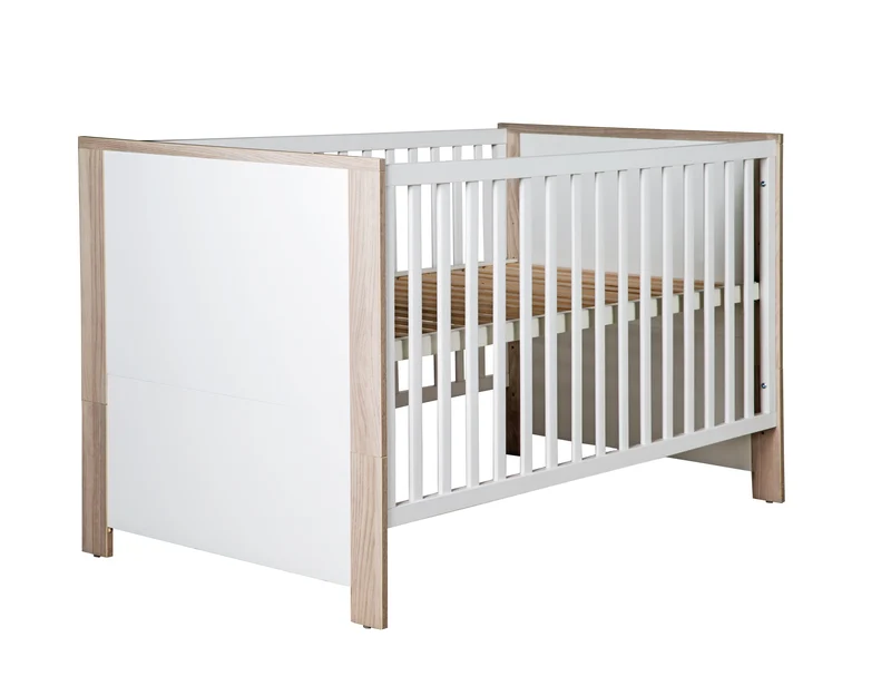 Zimmerset "Olaf" – inkl. Kombi-Bett 70 x 140 cm, Wickelkommode & 3-türigem Schrank, Luna Elm/weiß