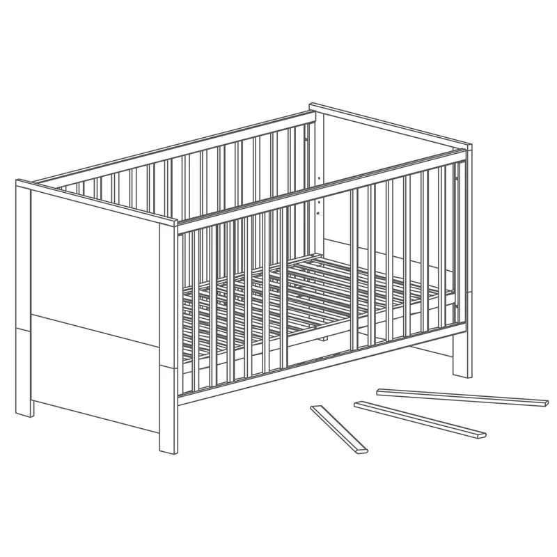 Zimmerset "Olaf" – inkl. Kombi-Bett 70 x 140 cm, Wickelkommode & 3-türigem Schrank, Luna Elm/weiß