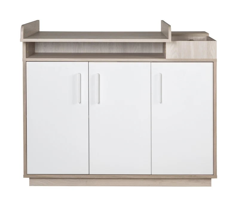 Zimmerset "Olaf" – inkl. Kombi-Bett 70 x 140 cm, Wickelkommode & 3-türigem Schrank, Luna Elm/weiß