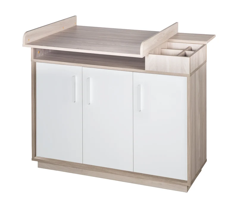 Zimmerset "Olaf" – inkl. Kombi-Bett 70 x 140 cm, Wickelkommode & 3-türigem Schrank, Luna Elm/weiß