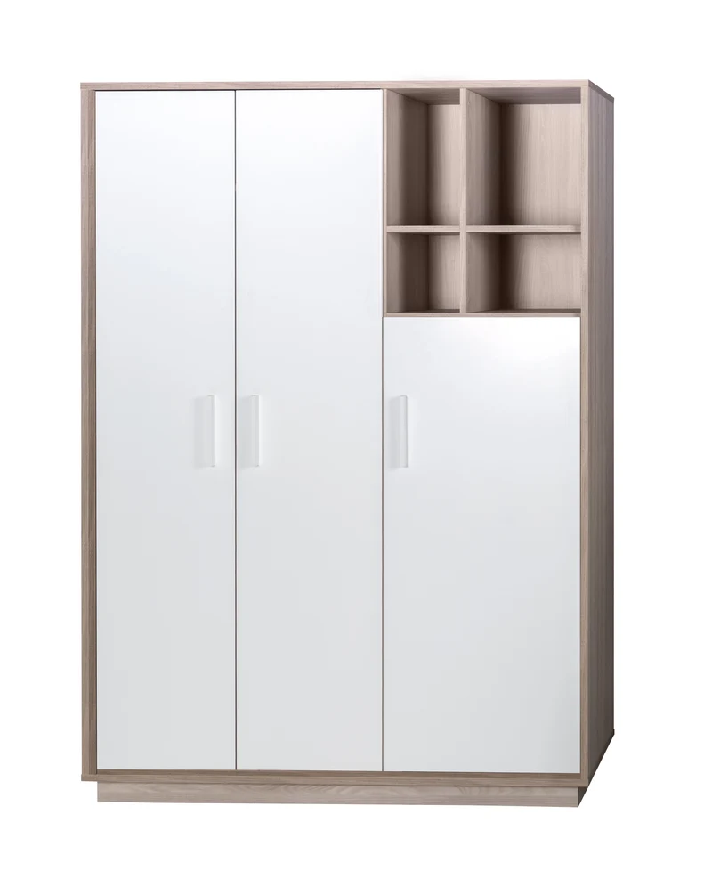 Zimmerset "Olaf" – inkl. Kombi-Bett 70 x 140 cm, Wickelkommode & 3-türigem Schrank, Luna Elm/weiß